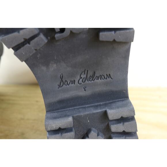 Sam Edelman Boots 8 Black Leather Laguna Chelsea Lug Sole Platform Ankle Shoes - Picture 7 of 8